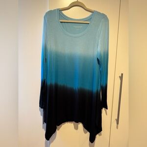 Soft Surroundings Teal to Navy Ombre Tunic